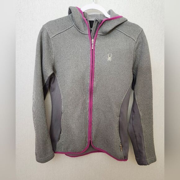 Spyder women's full-zip hooded sweater fleece-lined jacket Size LG - Picture 1 of 12